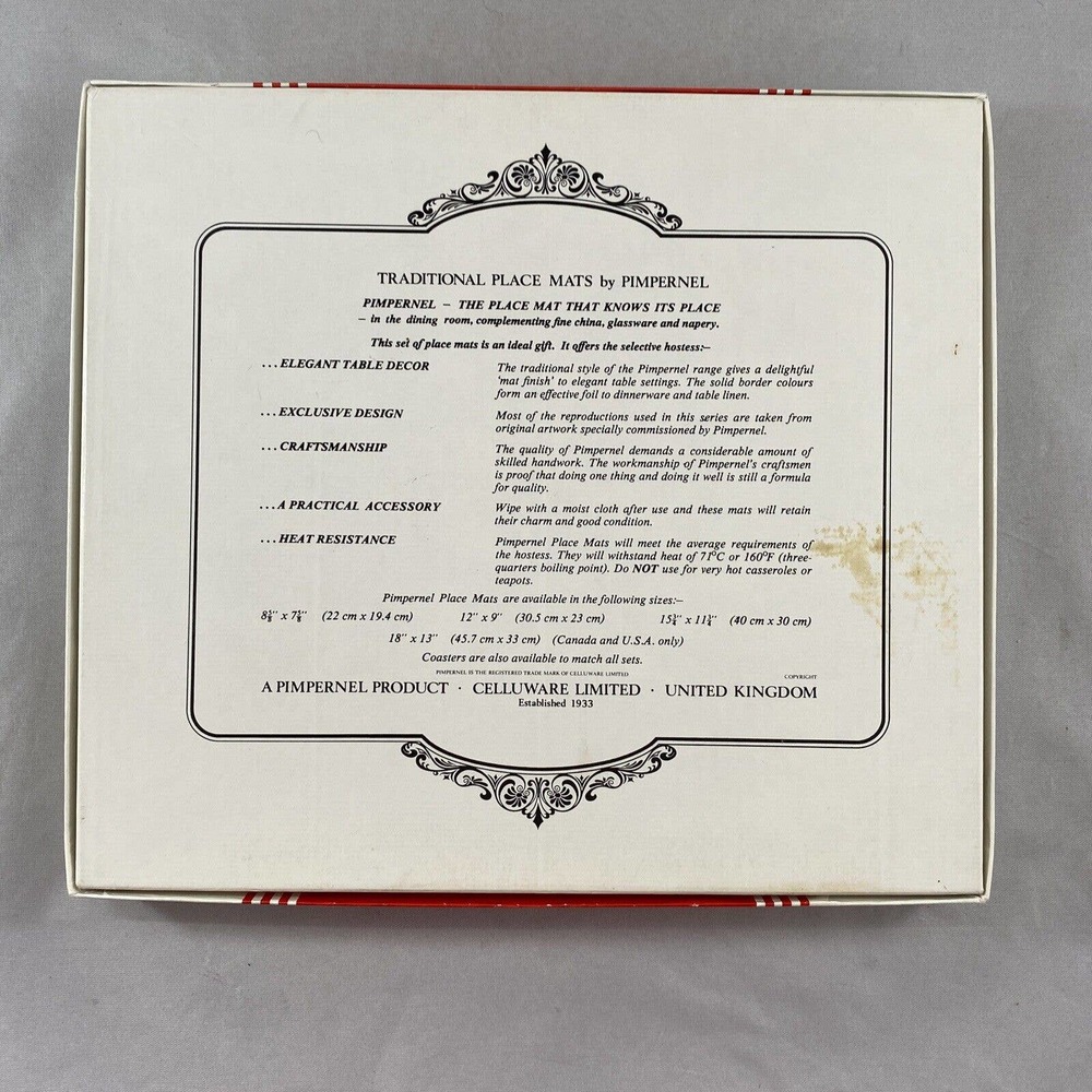 Set of 4 Floral Traditional Pimpernel Placemats 8 5/8" x 7 5/8" In Box * (B1) - Picture 8 of 8